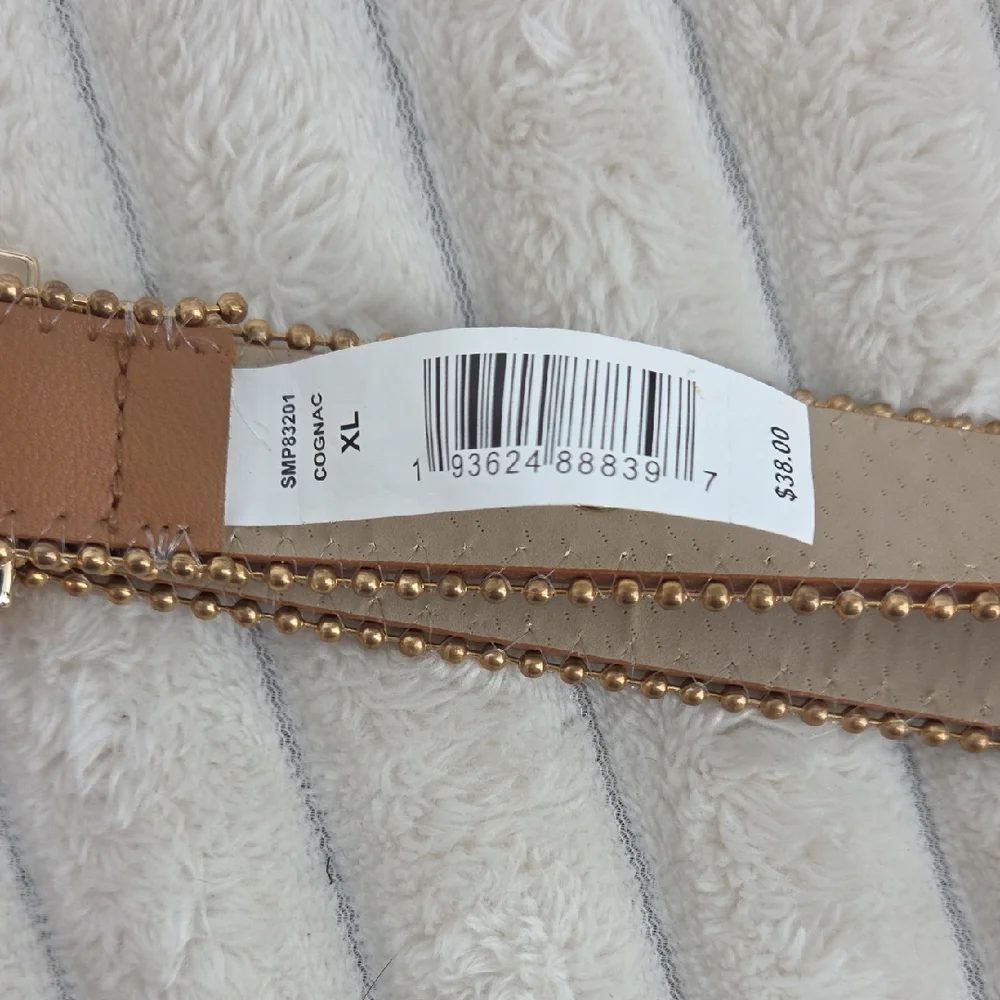 Steve Madden Slim Tan Belt with Gold Hardware
